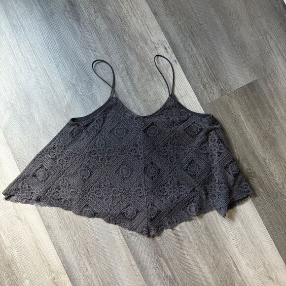 American Eagle Lace Trapeze Top Lined Small Dark Gray Festival - Picture 7 of 11